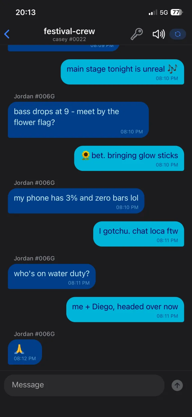 Chat Local group conversation over Bluetooth mesh, no internet connection